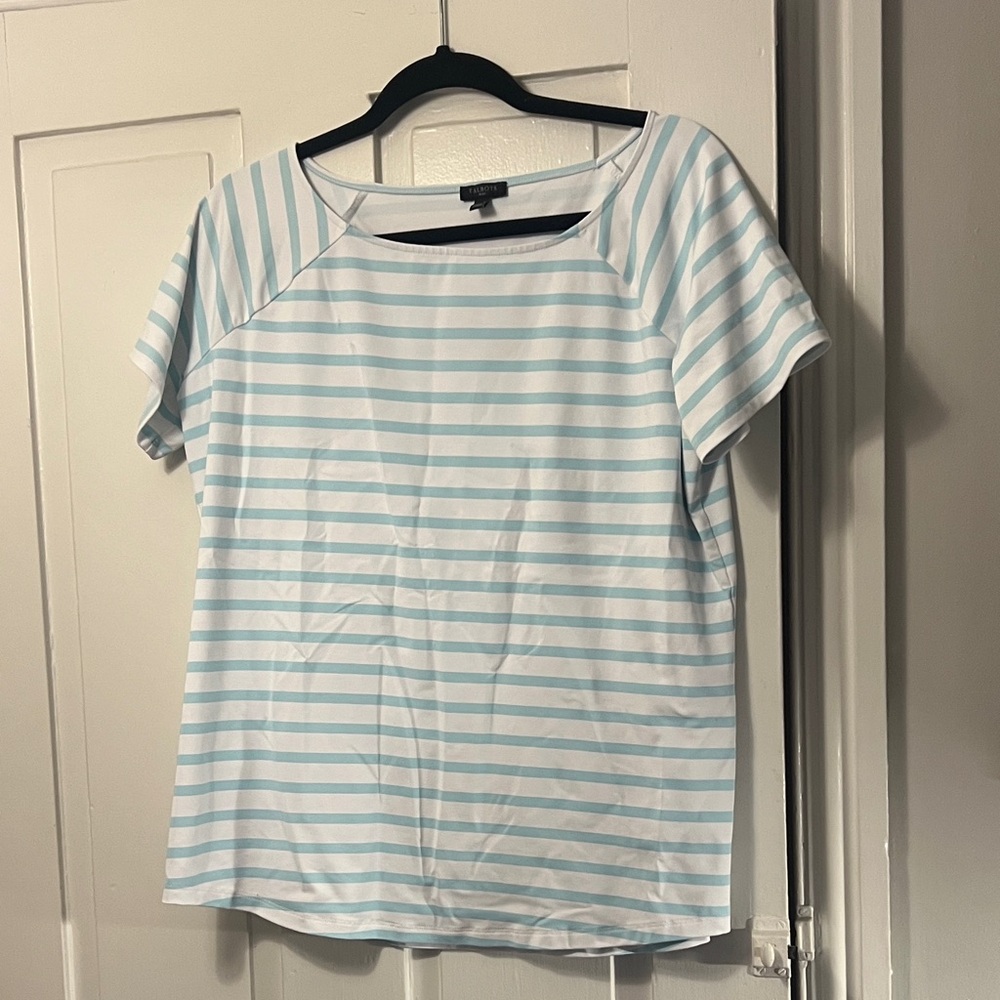 Talbots Light Blue and White Striped Tee